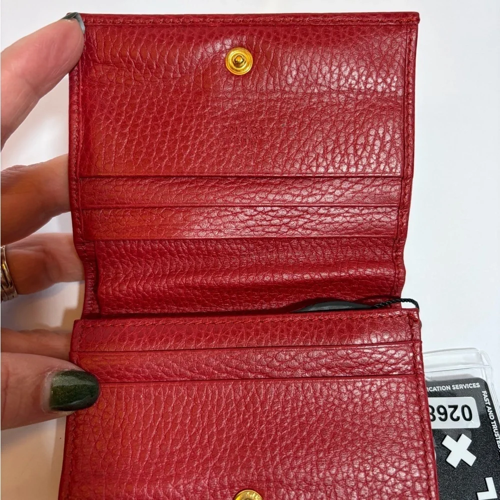 Gucci Red Leather Wallet with Gold Logo
